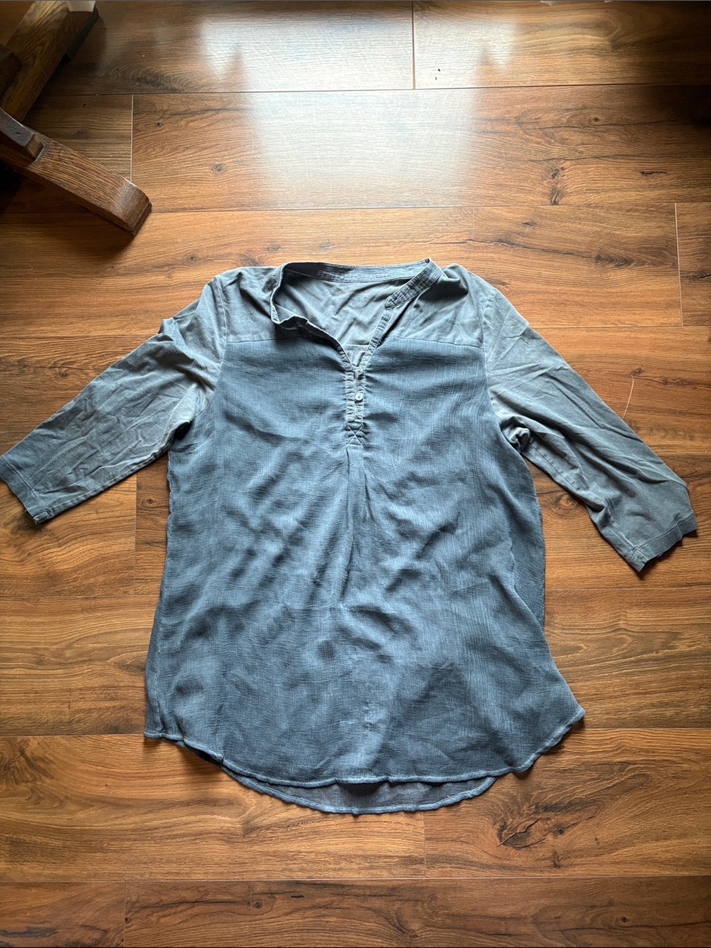 Coldwater Creek Slate Gray Button-Front Henley Tunic
